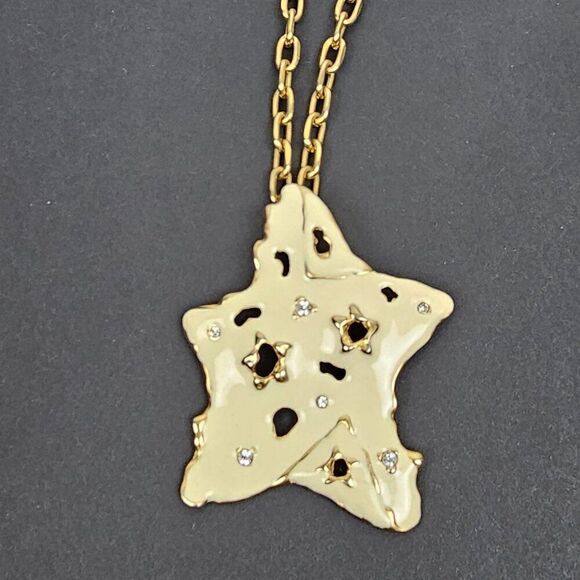 FO Fernando Originals Cream Enamel Star Pendant Necklace Abstract Haute Couture - Picture 14 of 15
